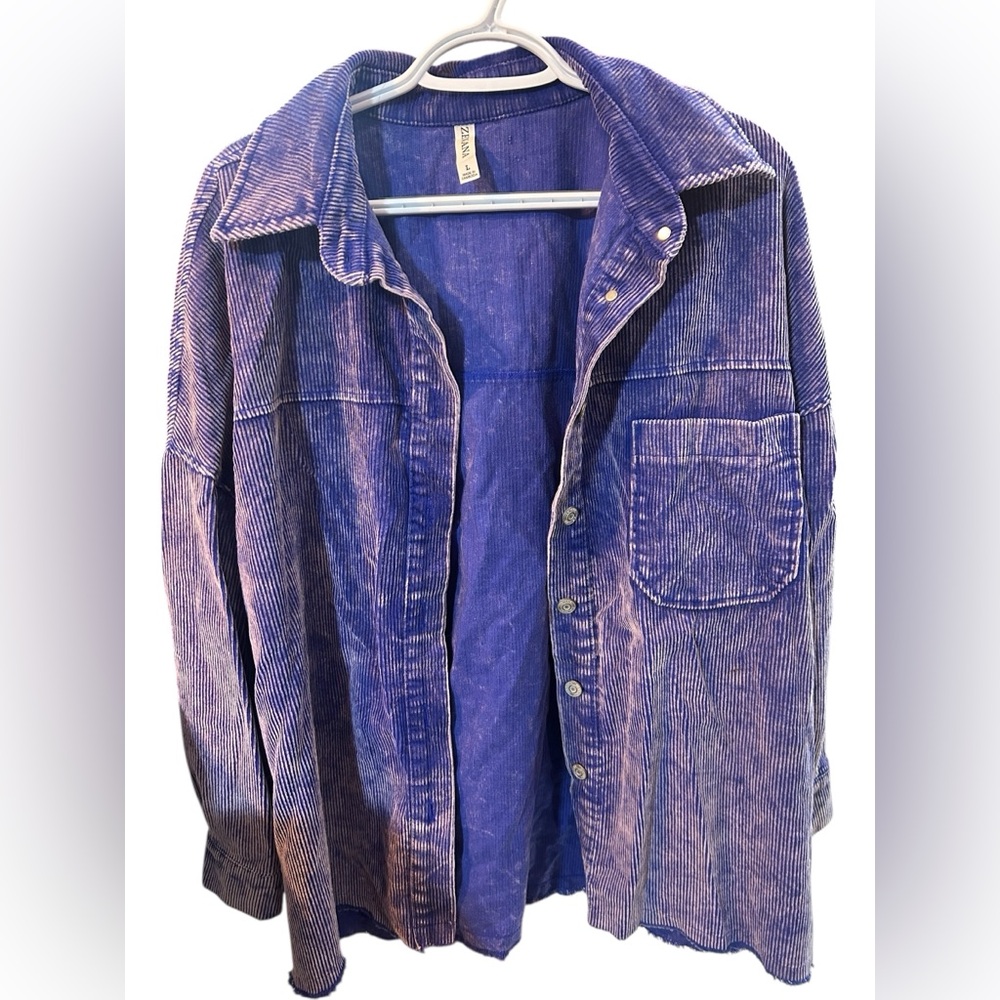 Purple Corduroy Button-Up Shacket Womens Size Large Women's - Picture 2 of 3